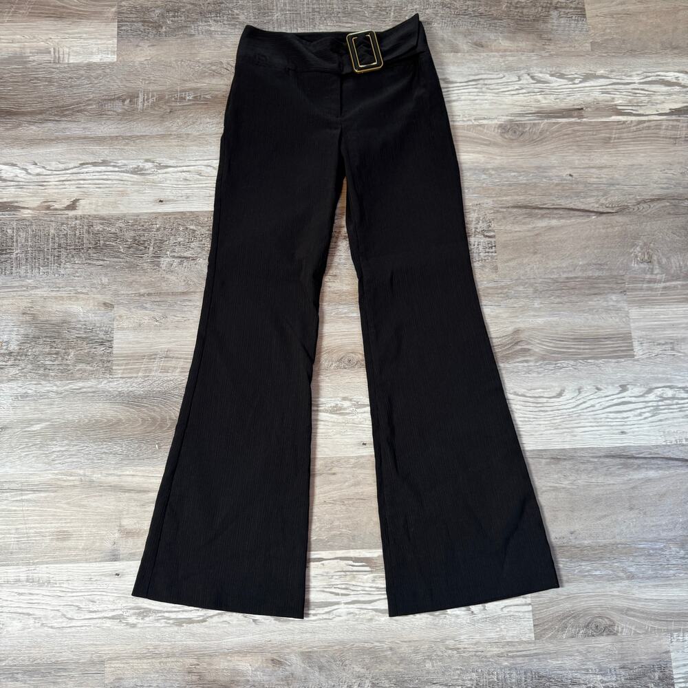 NWT Vintage IZ Byer California Black Pinstripe Flare Pants Low Rise Y2K Small